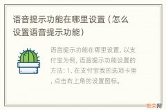 怎么设置语音提示功能 语音提示功能在哪里设置