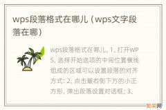 wps文字段落在哪 wps段落格式在哪儿