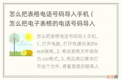 怎么把电子表格的电话号码导入手机 怎么把表格电话号码导入手机