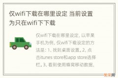 仅wifi下载在哪里设定 当前设置为只在wifi下下载