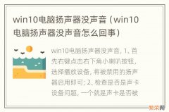 win10电脑扬声器没声音怎么回事 win10电脑扬声器没声音