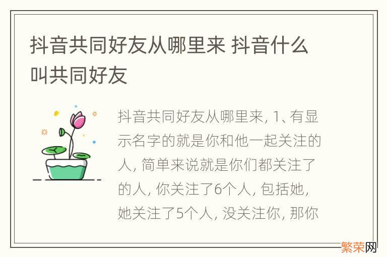 抖音共同好友从哪里来 抖音什么叫共同好友