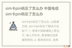 sim卡pin码忘了怎么办 中国电信sim卡pin码忘了怎么办