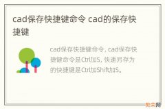 cad保存快捷键命令 cad的保存快捷键