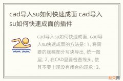 cad导入su如何快速成面 cad导入su如何快速成面的插件