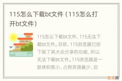 115怎么打开bt文件 115怎么下载bt文件