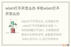 wlan打不开怎么办 手机wlan打不开怎么办