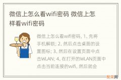 微信上怎么看wifi密码 微信上怎样看wifi密码