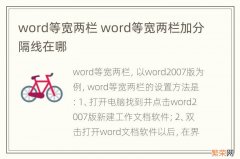 word等宽两栏 word等宽两栏加分隔线在哪