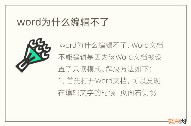 word为什么编辑不了