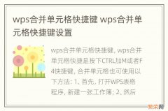 wps合并单元格快捷键 wps合并单元格快捷键设置