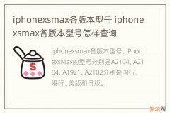 iphonexsmax各版本型号 iphonexsmax各版本型号怎样查询