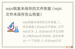 wps文件未保存怎么恢复 wps恢复未保存的文件恢复