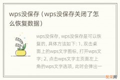 wps没保存关闭了怎么恢复数据 wps没保存