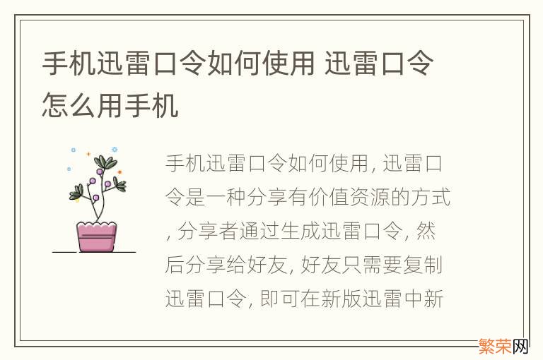 手机迅雷口令如何使用 迅雷口令怎么用手机