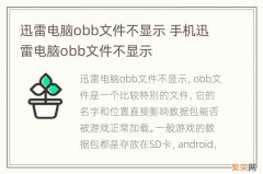 迅雷电脑obb文件不显示 手机迅雷电脑obb文件不显示