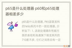 p65是什么处理器 p60和p65处理器相差多少