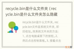 recycle.bin是什么文件夹怎么隐藏 recycle.bin是什么文件夹