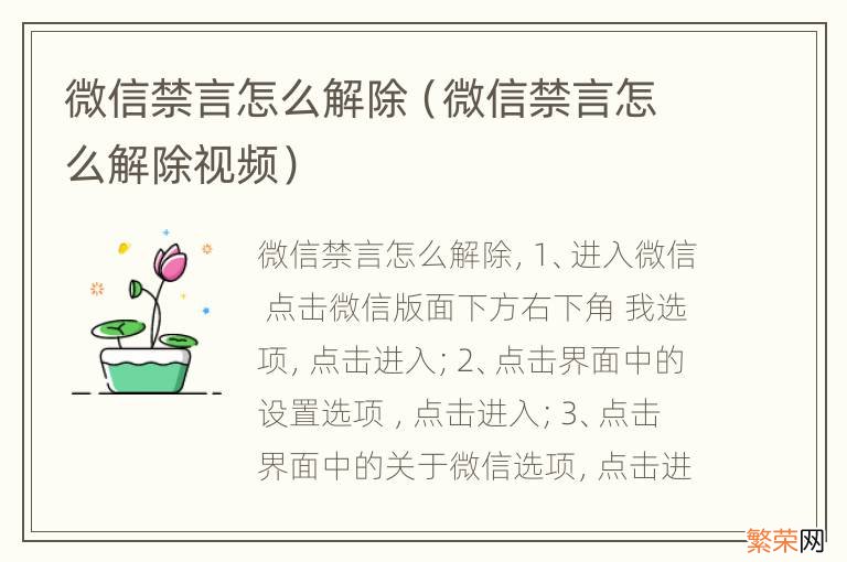 微信禁言怎么解除视频 微信禁言怎么解除