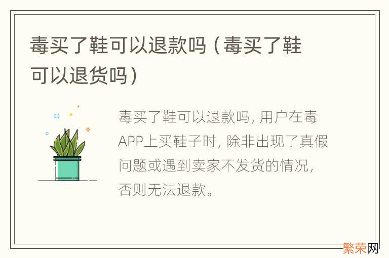 毒买了鞋可以退货吗 毒买了鞋可以退款吗