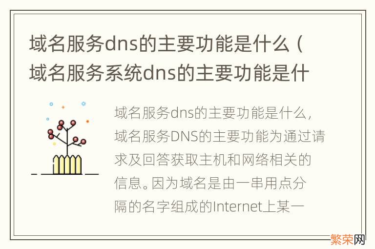 域名服务系统dns的主要功能是什么 域名服务dns的主要功能是什么