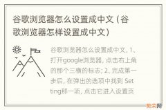 谷歌浏览器怎样设置成中文 谷歌浏览器怎么设置成中文