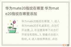 华为mate20指纹在哪里 华为mate20指纹在哪里添加