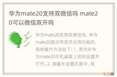 华为mate20支持双微信吗 mate20可以微信双开吗