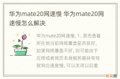 华为mate20网速慢 华为mate20网速慢怎么解决