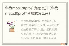 华为mate20pro广角模式怎么开 华为mate20pro广角怎么开