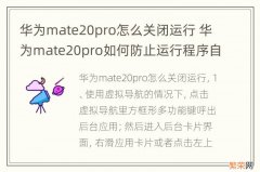 华为mate20pro怎么关闭运行 华为mate20pro如何防止运行程序自动关闭