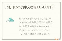 3d打印lom的中文名称 LOM3D打印