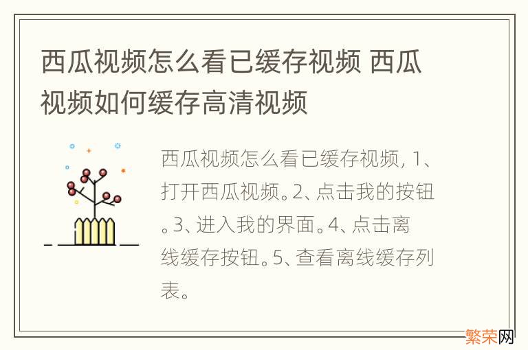 西瓜视频怎么看已缓存视频 西瓜视频如何缓存高清视频