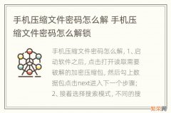 手机压缩文件密码怎么解 手机压缩文件密码怎么解锁