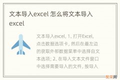 文本导入excel 怎么将文本导入excel