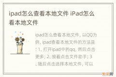 ipad怎么查看本地文件 iPad怎么看本地文件