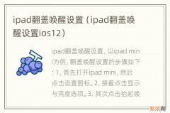 ipad翻盖唤醒设置ios12 ipad翻盖唤醒设置