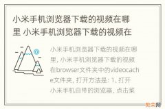 小米手机浏览器下载的视频在哪里 小米手机浏览器下载的视频在哪里可以找到