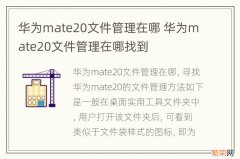 华为mate20文件管理在哪 华为mate20文件管理在哪找到