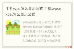 手机wps怎么显示公式 手机wpsexcel怎么显示公式