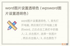 wpsword图片设置透明色 word图片设置透明色