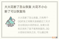 大火花断了怎么恢复 火花不小心断了可以恢复吗