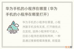 华为手机的小程序在哪里打开 华为手机的小程序在哪里