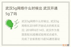 武汉5g网络什么时候出 武汉开通5g了吗