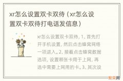 xr怎么设置双卡双待打电话发信息 xr怎么设置双卡双待