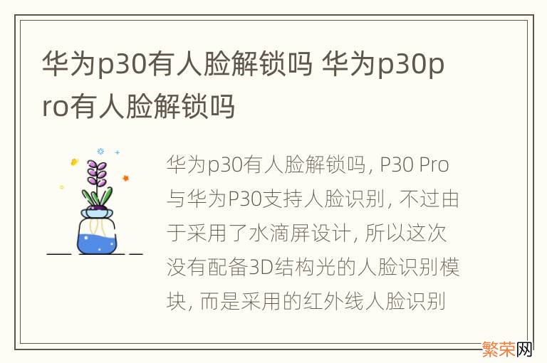 华为p30有人脸解锁吗 华为p30pro有人脸解锁吗