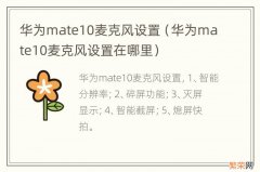 华为mate10麦克风设置在哪里 华为mate10麦克风设置