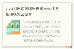 vivo相册锁在哪里设置 vivo手机相册锁怎么设置