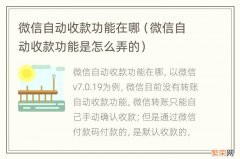 微信自动收款功能是怎么弄的 微信自动收款功能在哪