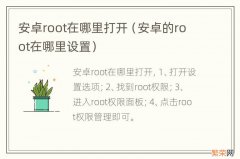 安卓的root在哪里设置 安卓root在哪里打开